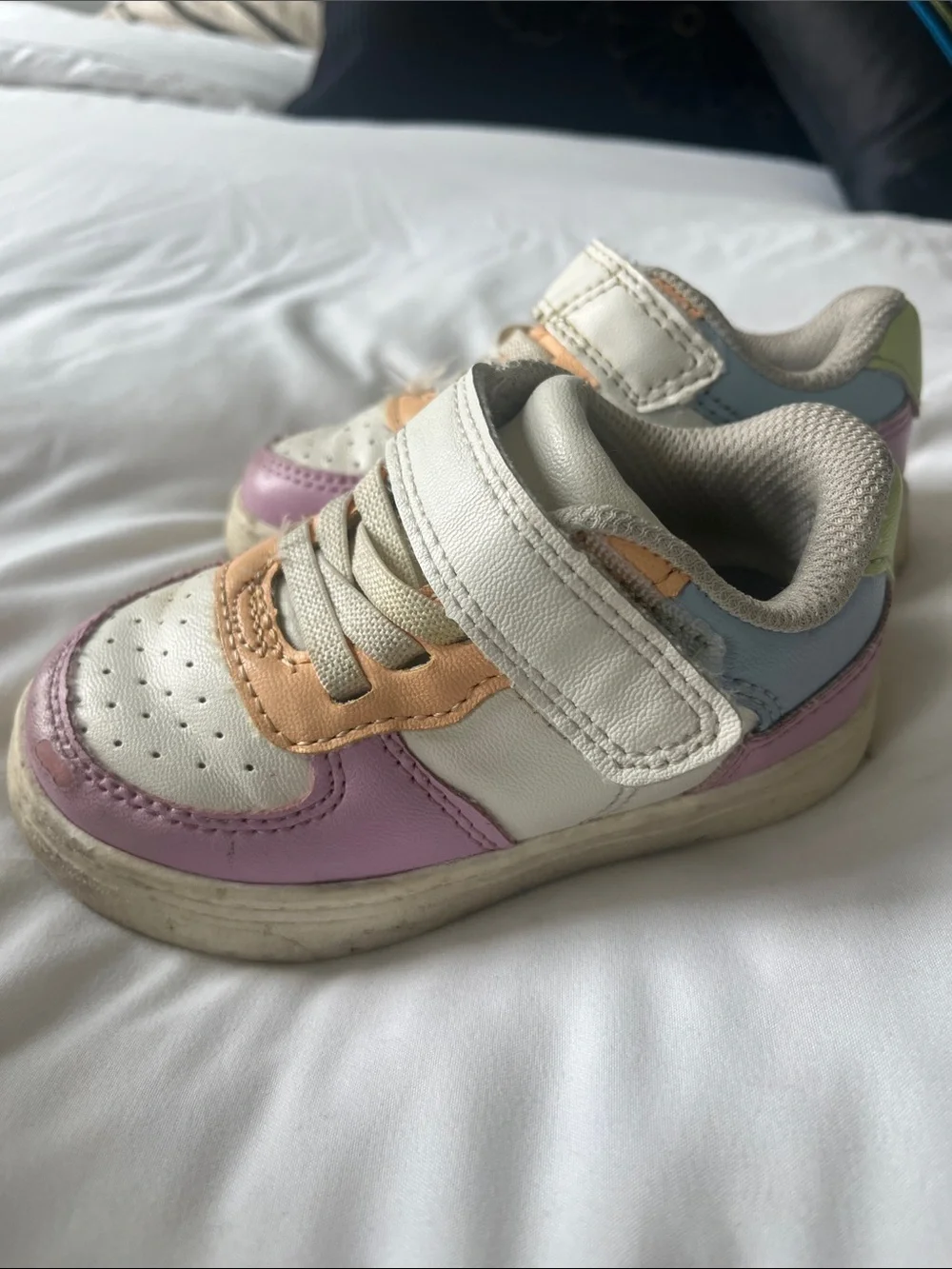 Cat & Jack White Sneakers with Pink and Peach Accents